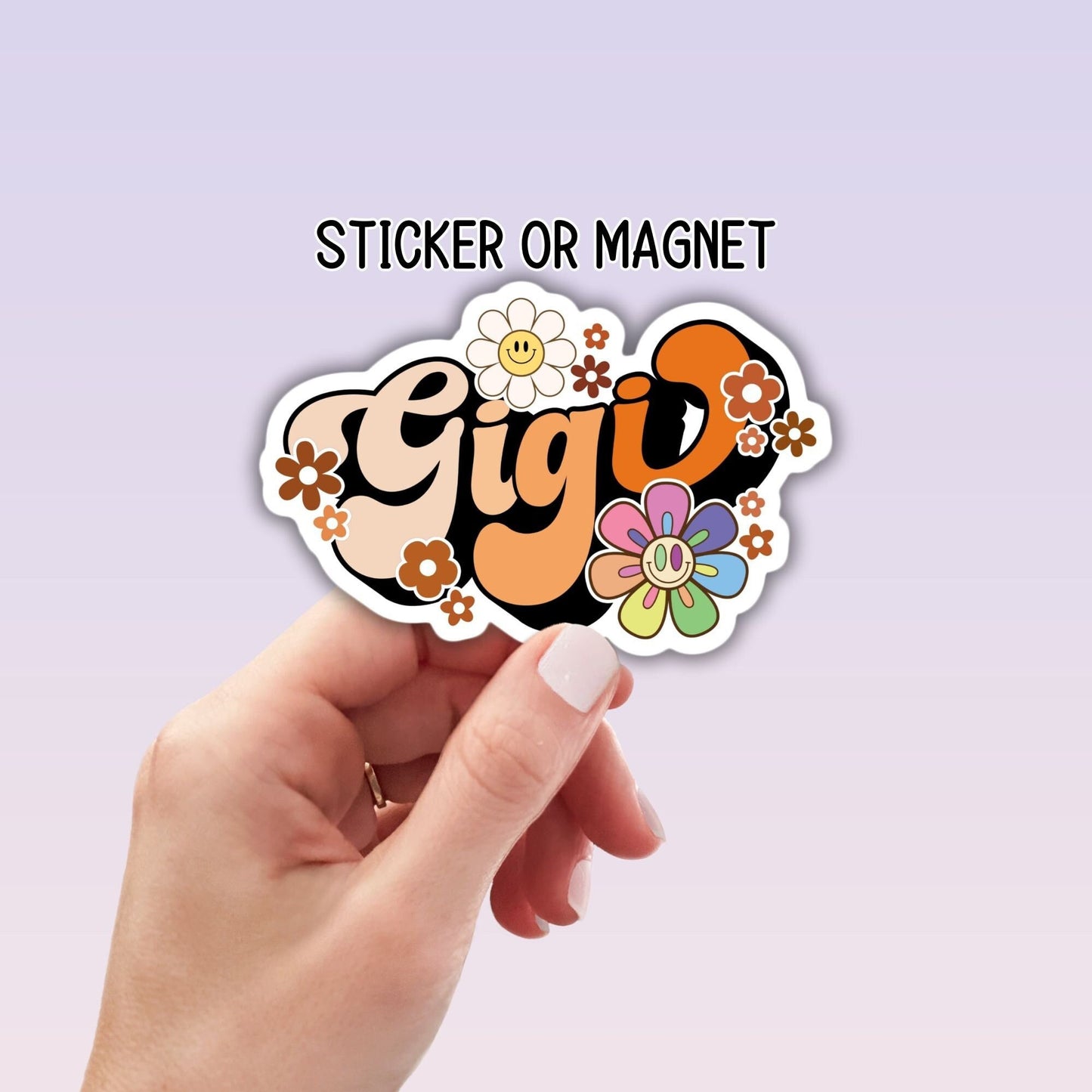 Gigi gift sticker magnet Retro wavy font Best Gigi Cute Gigi gift Gigi magnet Mother's day Gift water bottle sticker Lap top sticker rainbow