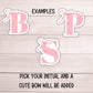 Monogram letter Pink Coquette Ribbon Bow School locker magnet Custom name Magnet personalized name locker magnet fridge magnet kids decor