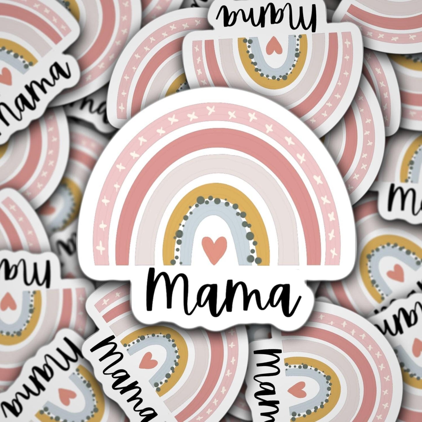 Boho Rainbow Mama Sticker, Mama sticker , Mom life, Mom sticker, Rainbow heart, Gift for mom, Magnet, water bottle, Aesthetic Sticker, Gift