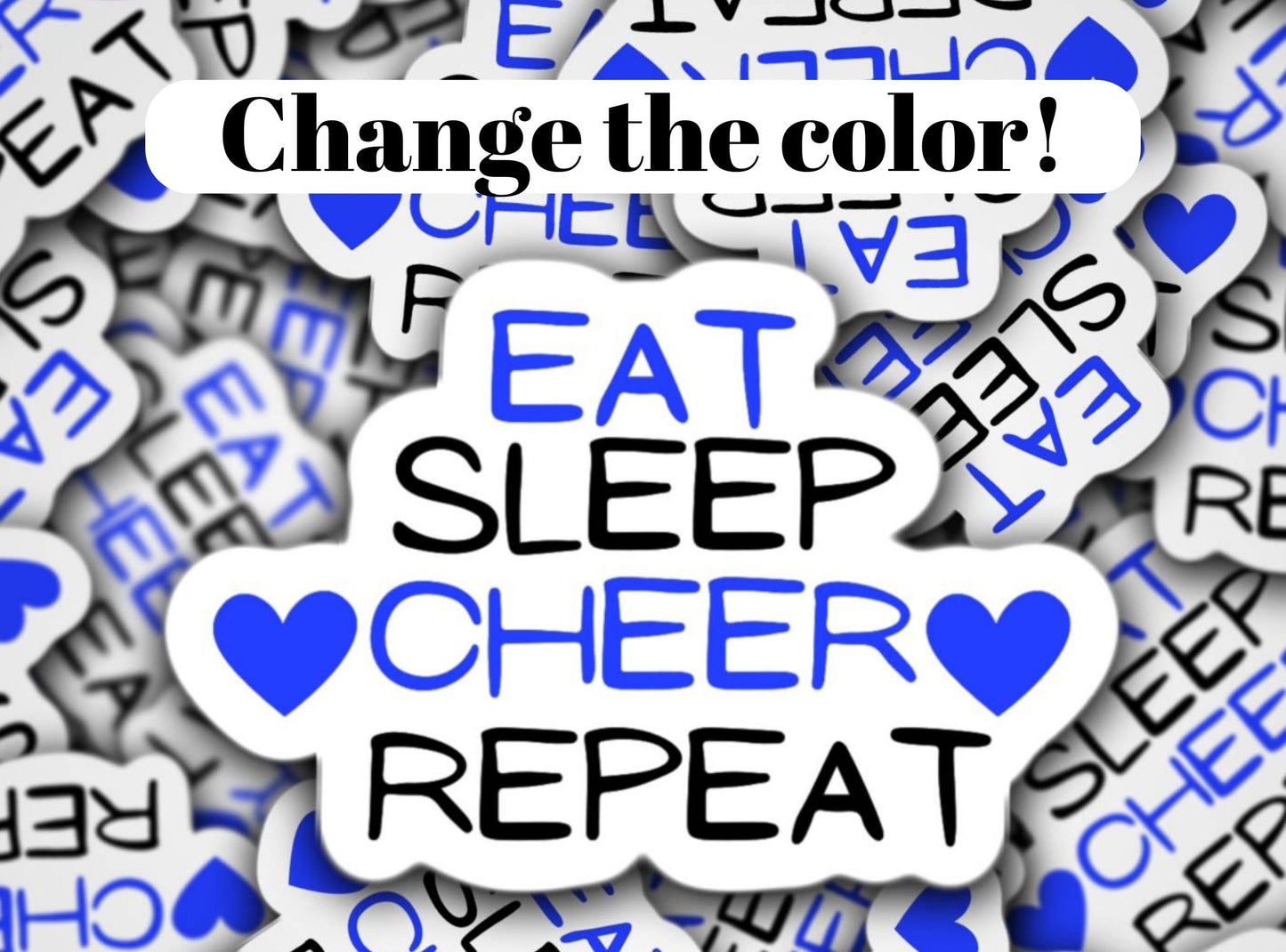Cheer sticker, cheer magnet, eat sleep cheer repeat, cheerleader, cheer life, locker magnet, pom pom, water bottle, lap top sticker, gift