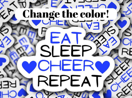 Cheer sticker, cheer magnet, eat sleep cheer repeat, cheerleader, cheer life, locker magnet, pom pom, water bottle, lap top sticker, gift