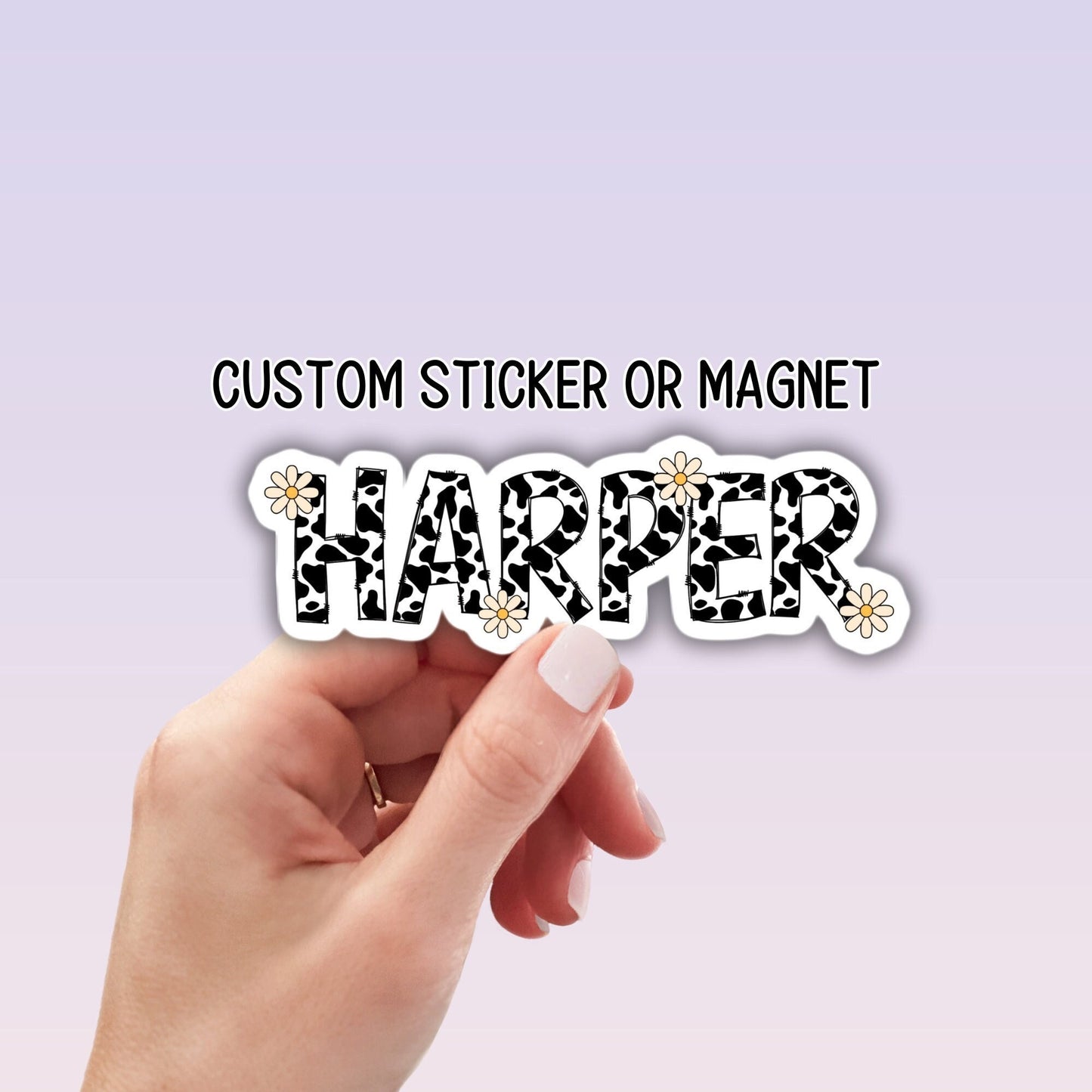 Cow print name sticker Personalized Custom Name Stickers Name magnet Water bottle sticker best friend gift Tumbler stickers Cow letters