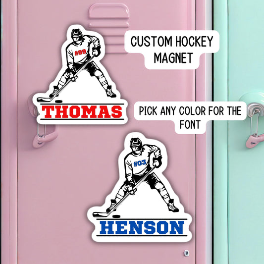 Hockey custom name number hockey player magnet  custom personalized School locker magnet Custom name gift mascot magnet sports team