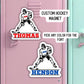 Hockey custom name number hockey player magnet  custom personalized School locker magnet Custom name gift mascot magnet sports team