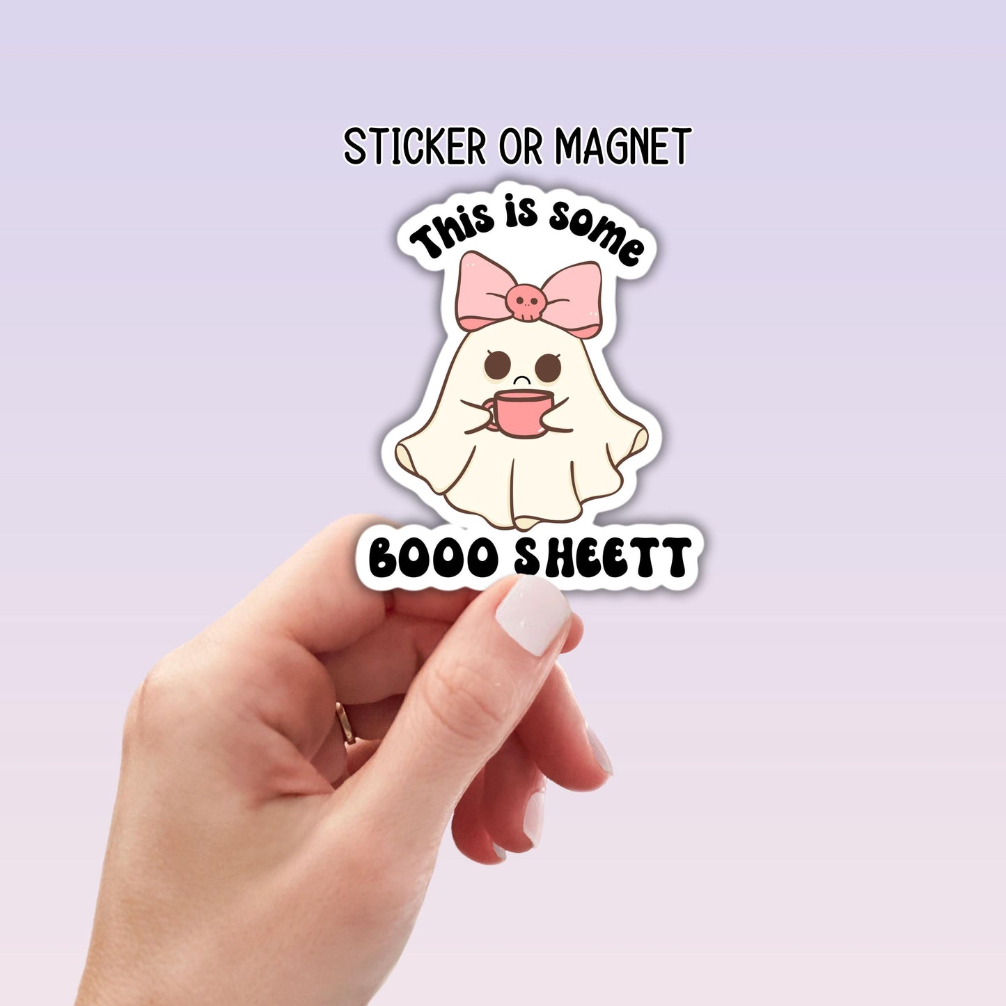 This is some boo sheet sticker coquette ghost funny ghost with bow cute ghost Halloween gift water bottle sticker magnet coffee lover gift