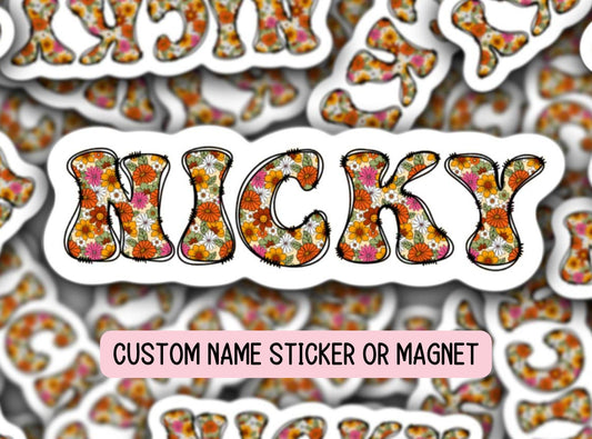 Water bottle name sticker, Custom Retro Name Sticker, Custom Name Sticker, Personalized Name Sticker, Name Magnet, Laptop Stickers, gift