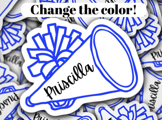 Personalized cheer sticker cheerleader name sticker cheer name sticker pom pom custom magnet custom cheer sticker locker magnet cheer team