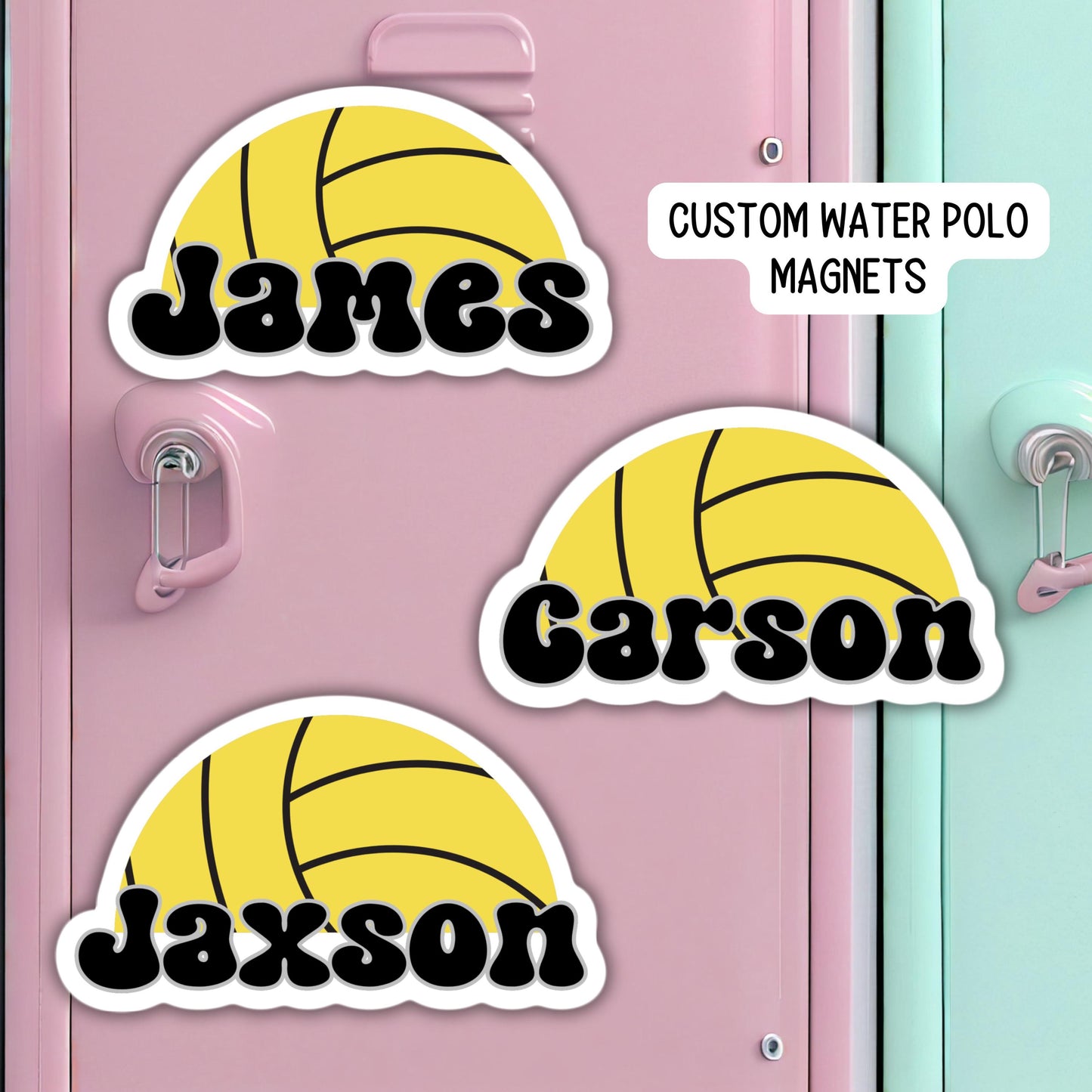 Water polo custom name magnet water polo ball team name personalized water polo swim team name locker school team locker decoration gift
