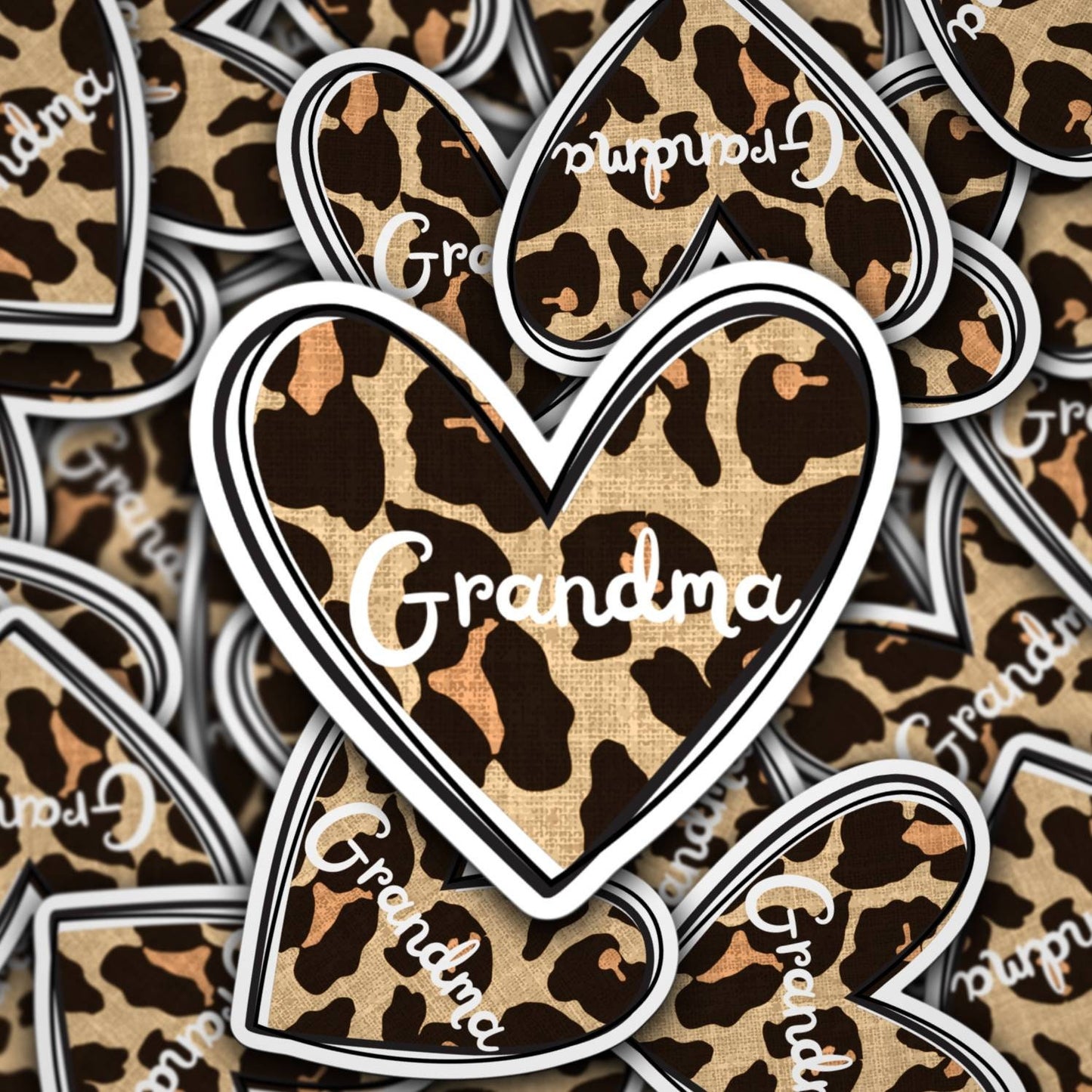 Leopard print heart, grandma sticker, cheetah grandma magnet, cute nana gift, glama sticker, best nana, water bottle sticker, trendy sticker