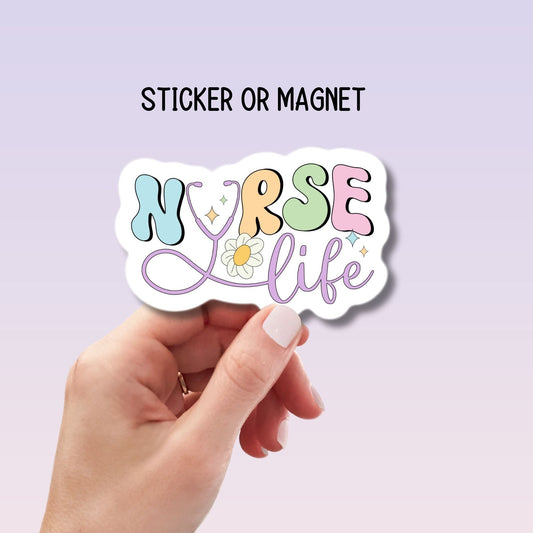 Nurse sticker Nurse vibes RN LVN CNA, nurse gift nurse magnet healthcare water bottle nurse sticker Retro nurse sticker lap top decal groovy