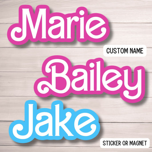 Custom girl name sticker Kids Name sticker Personalized name Water bottle sticker Pink name Kids name sticker Magnet Tumbler cup pink name