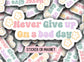 Never give up sticker Motivational quote Mom Gift Retro flowers Keep going Magnet water bottle Dont give up on a bad day Mental health