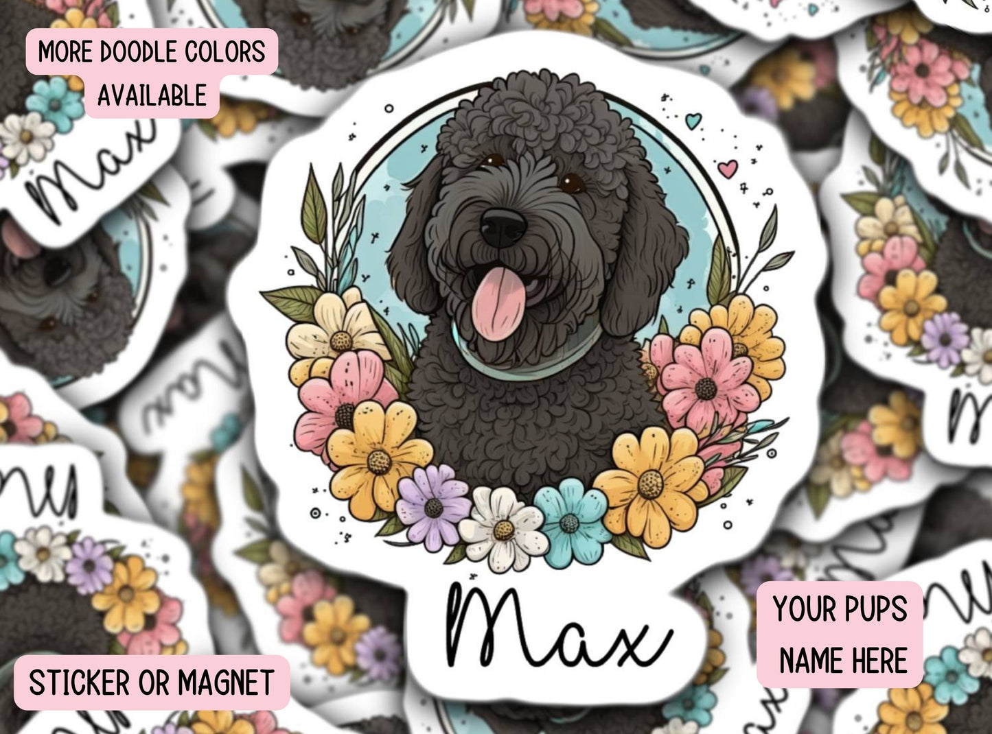 Black doodle Sticker Golden Doodle Sticker Pet name sticker Doodle sticker Custom pet sticker Dog food sticker Doodle mom Dog mom gift
