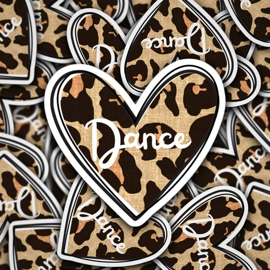 Leopard dance sticker, cheetah heart, dancer sticker, love dance magnet, dance life, dance mom sticker, water bottle, dance teacher gift