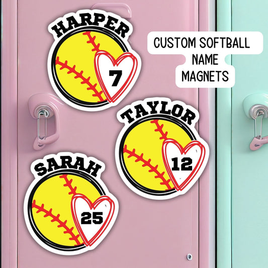 Softball Custom name Magnet Softball team Sports name personalized magnet locker magnet fridge magnet kids name magnet locker decor softball