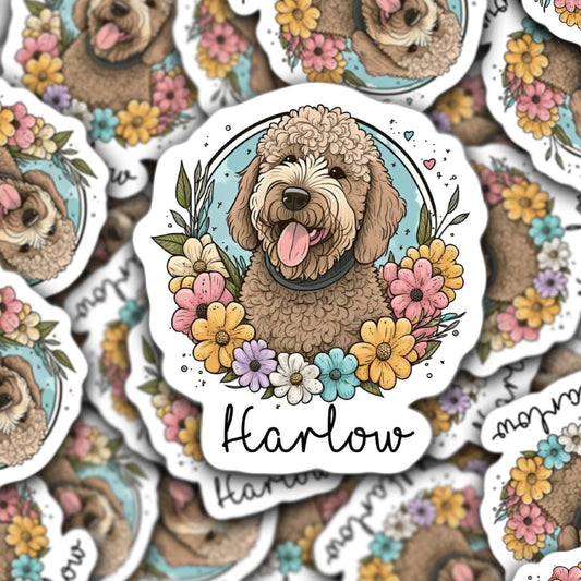 Golden Doodle Sticker Pet name sticker Doodle sticker Goldendoodle Sticker Custom pet sticker Dog food sticker Doodle mom Dog mom gift