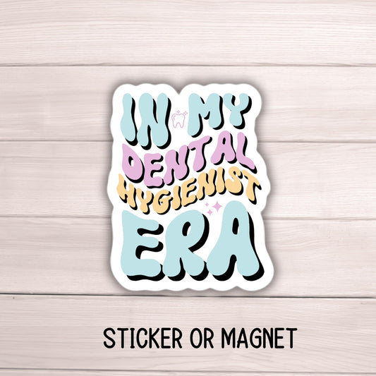 Dental hygienist sticker dental hygienist future dental hygienist dentist era gift magnet tooth water bottle sticker Retro wavy lap top