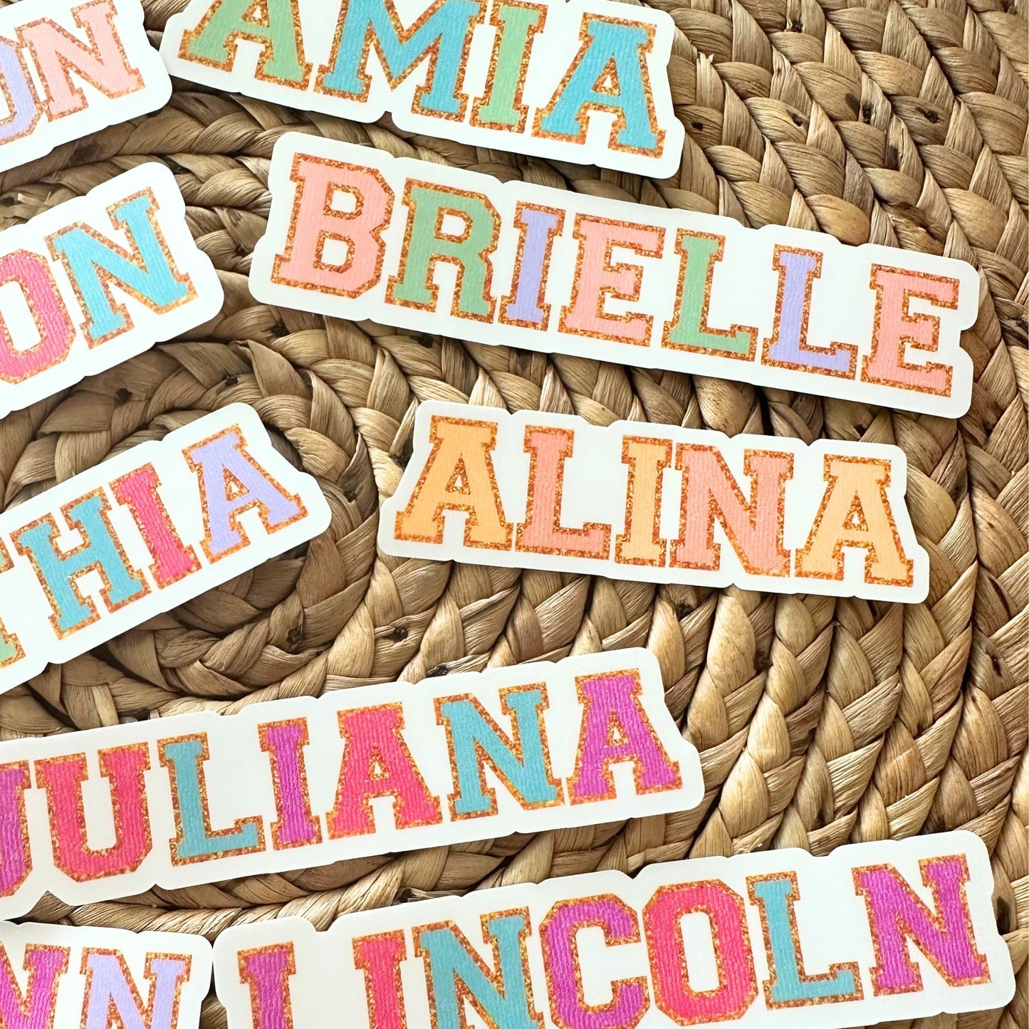 Custom name sticker Chenille name Varsity font kids name sticker personalized sticker Locker Magnet Water bottle name sticker Chenille patch