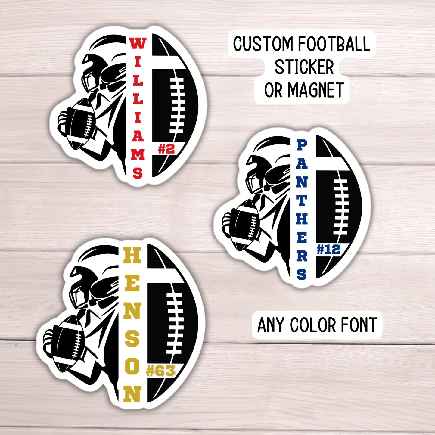 Custom Football sticker Football team gifts football team names personalized football name locker magnet football helmet gift coach