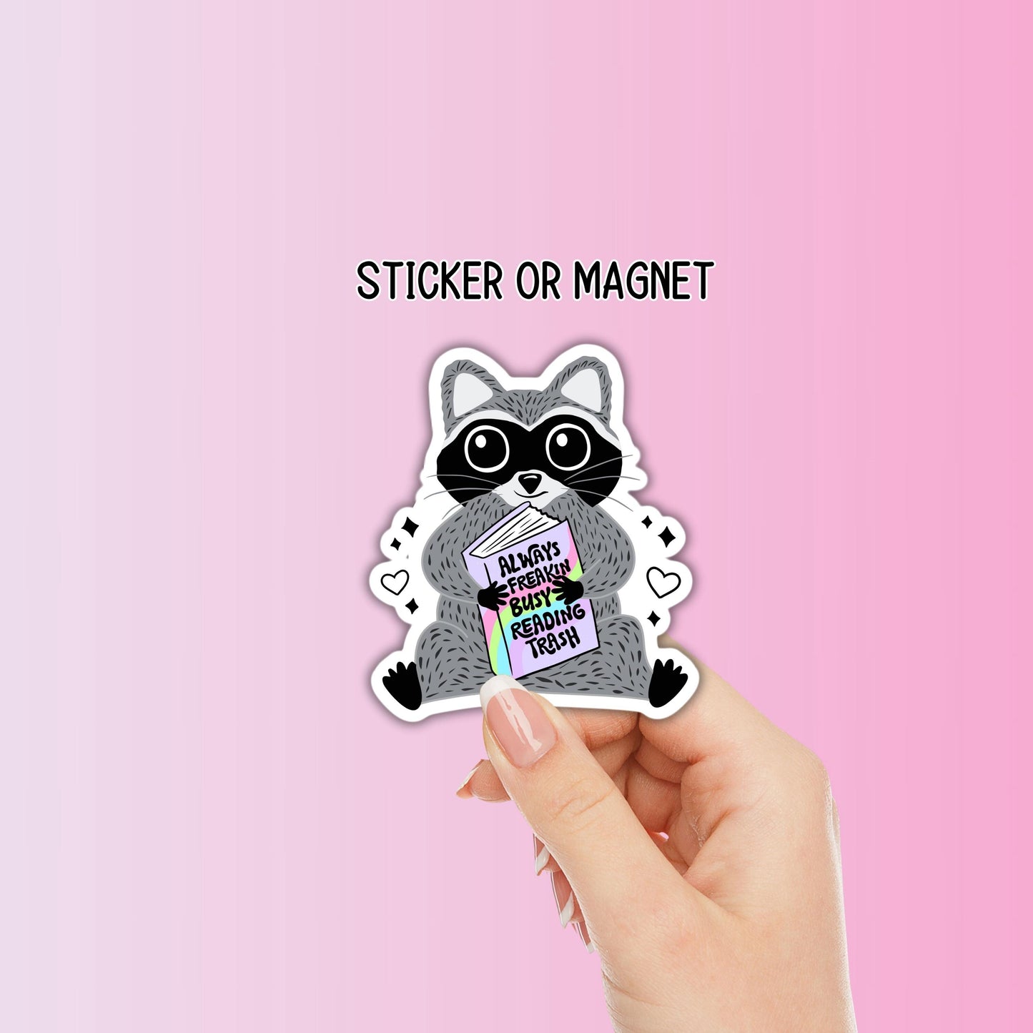 Racoon book reader busy reading trash sticker smut magnet booktok adult Book local Bookish Romance Book gift Decal Laptop Dark romance club