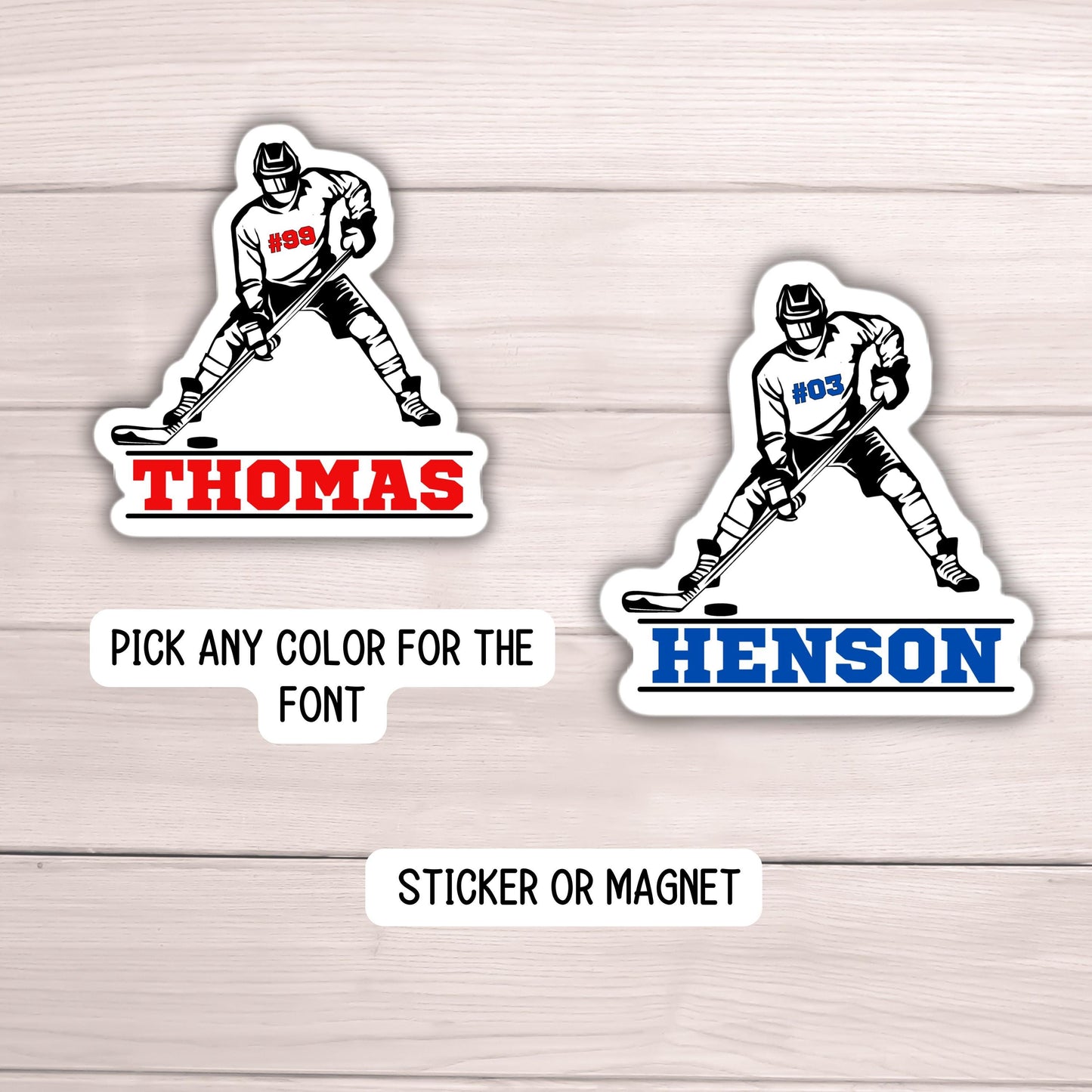 Custom Hockey sticker helmet Hockey team gifts hockey team names personalized hockey name locker magnet hockey player gift