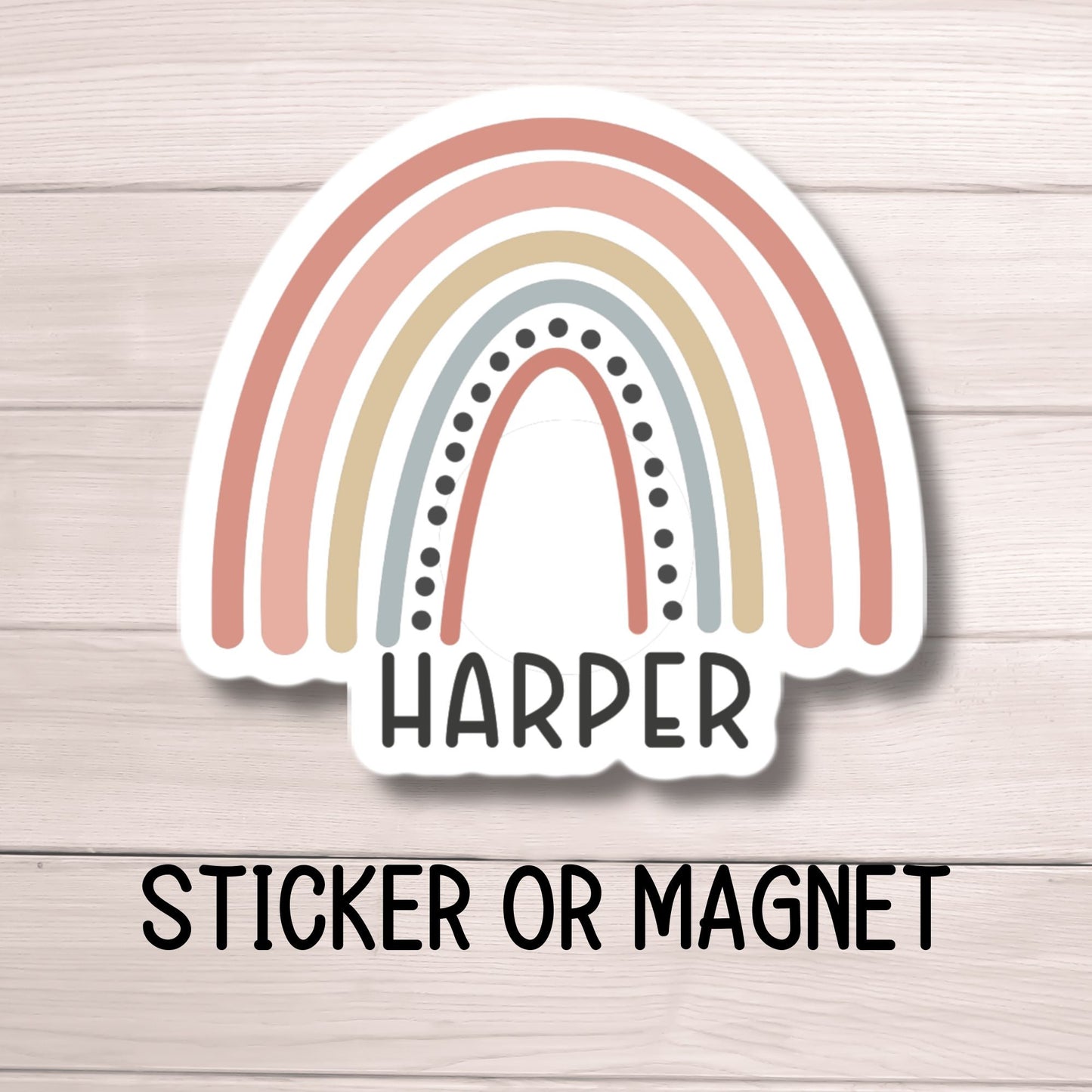 Custom name sticker Boho Rainbow name sticker Personalized name stickers Kids Name aesthetic stickers Tumbler cup name gift Pink rainbow