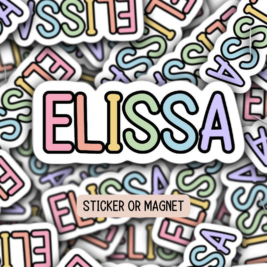 Kids name sticker Custom name sticker Personalized Custom Name Stickers Name magnet Water bottle sticker Tumbler cup stickers pastel letters