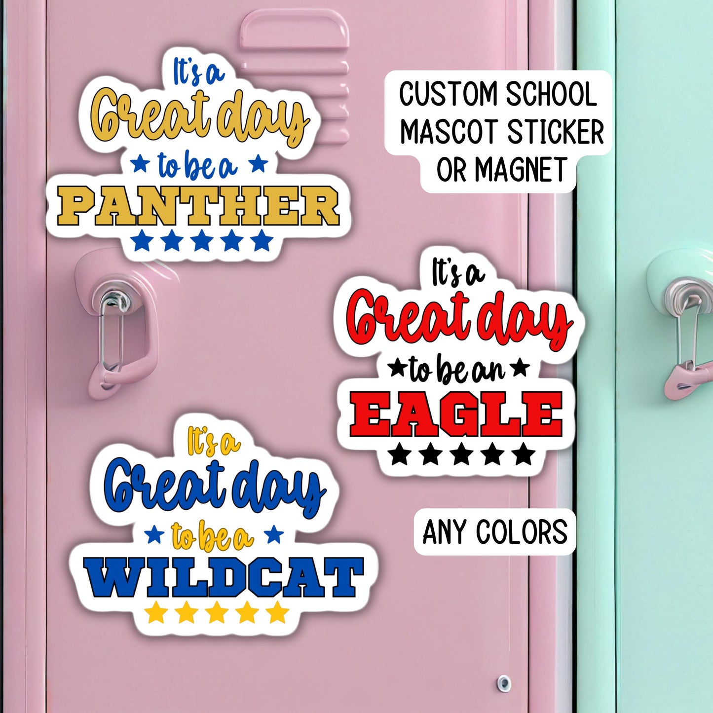 School mascot custom magnet sticker it&#39;s a great to be a football cross country cheer soccer sports clubs baseball team gift locker coach