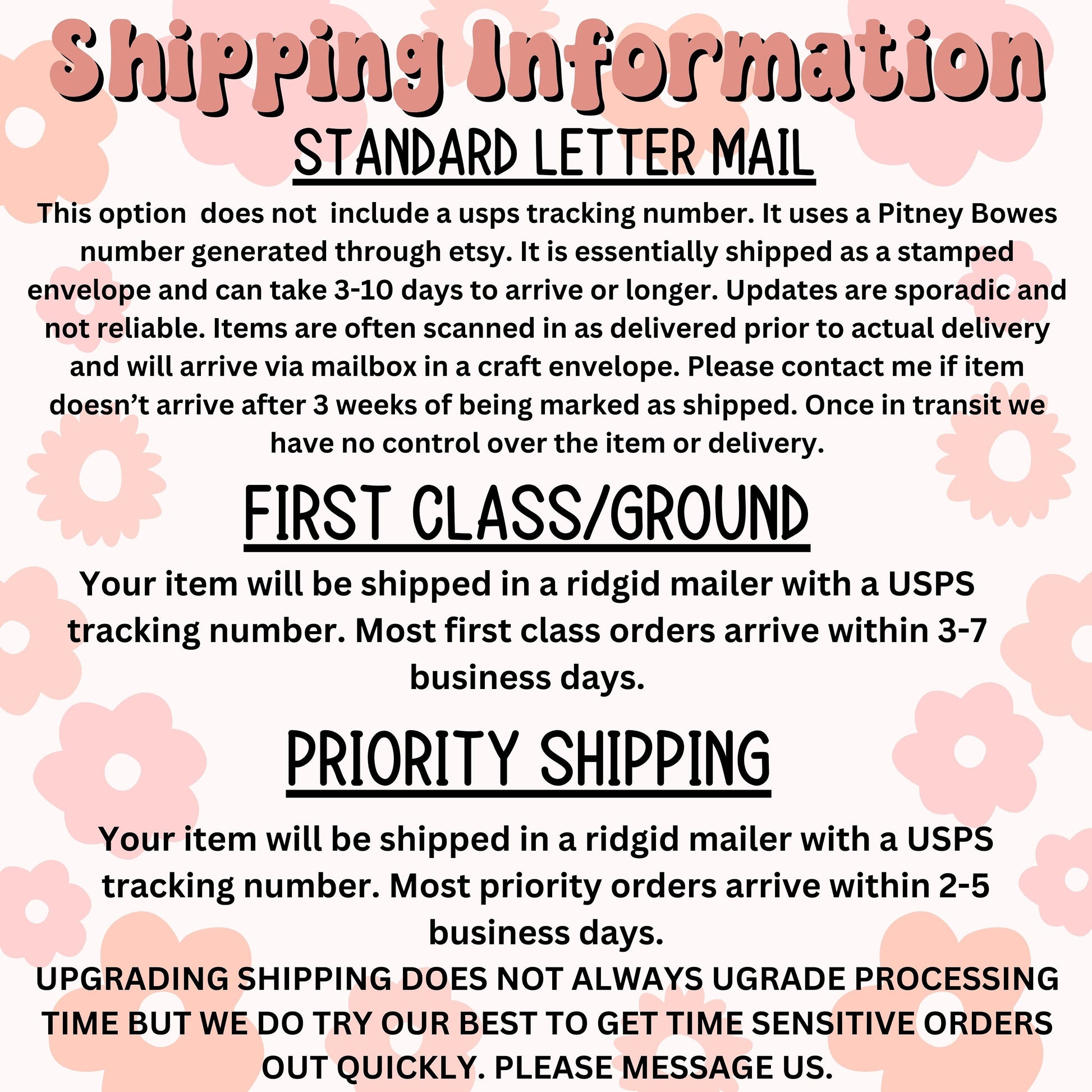 a poster with instructions for shipping information
