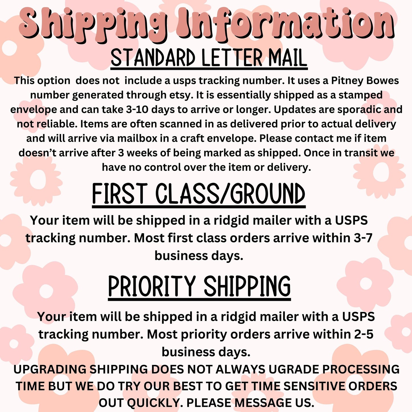 a poster with instructions for shipping information