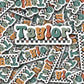 Kids name sticker Groovy name sticker Retro font name sticker Neutral Name sticker Personalized name Water bottle sticker Disco School