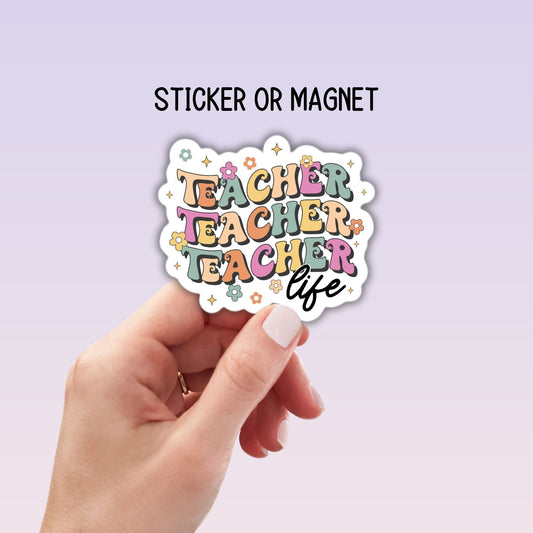 RetroTeacher sticker magnet teacher appreciation Teacher gift retro gift cute teacher magnet lap top pre school notebook back to school