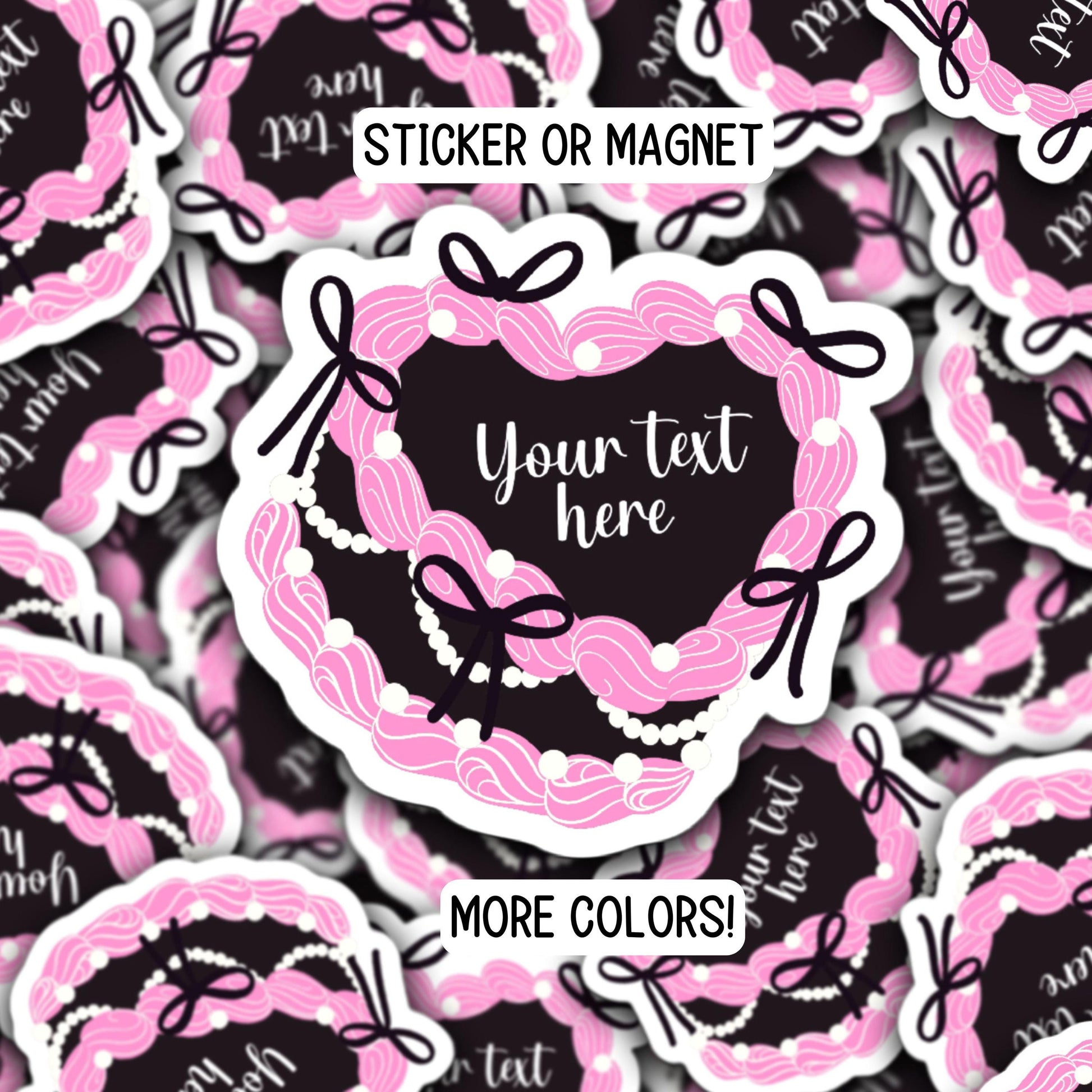 Custom Coquette sticker magnet custom text pink bow girlie personalized locker decor preppy cake cute name accessories Coquette Ribbon Bow