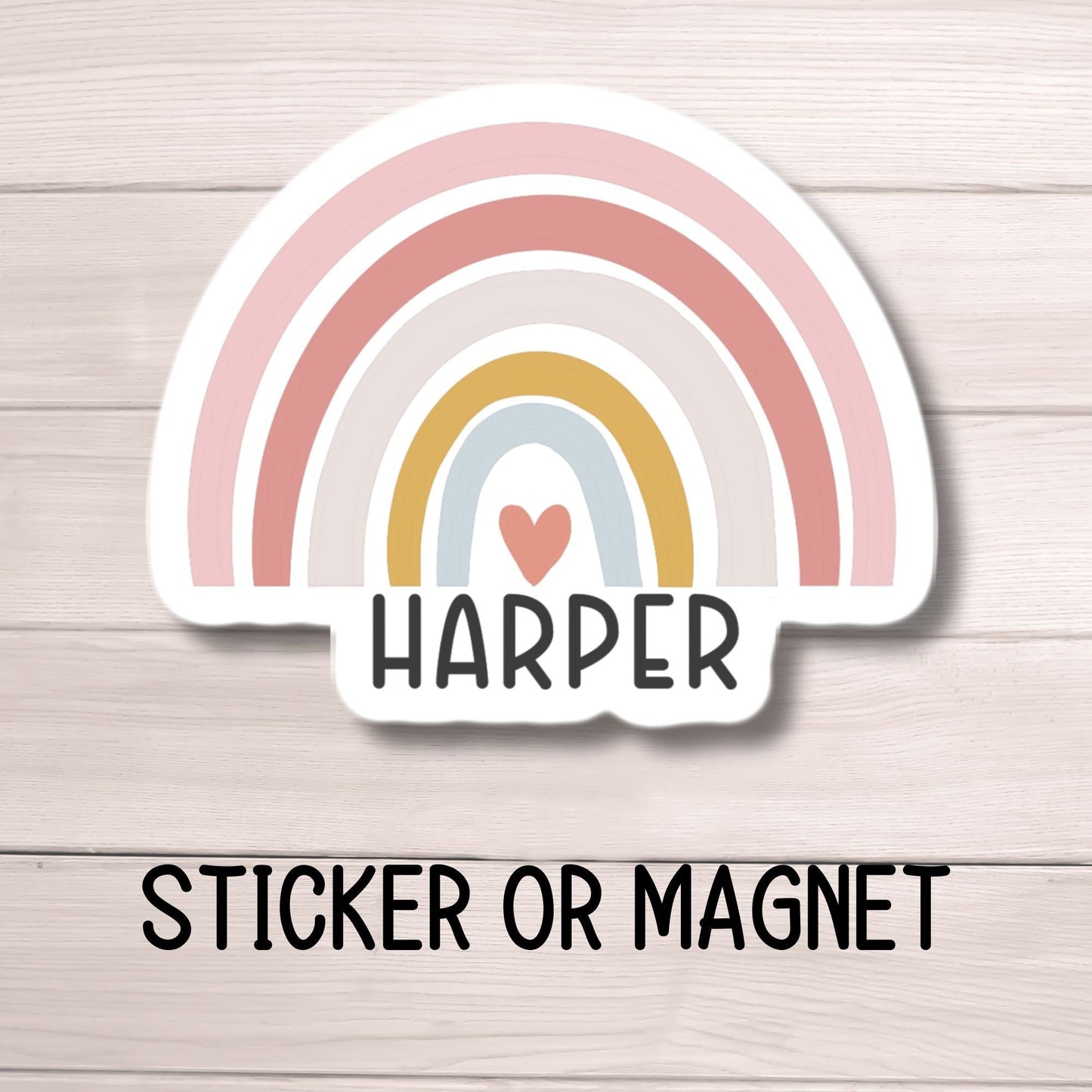 Kids name sticker Boho Rainbow name sticker Personalized name stickers Custom Name aesthetic stickers Tumbler cup name gift Pink rainbow