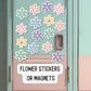 Retro flowers, locker decor, flower magnet, retro flower stickers, boho flowers, school locker, cute magnet, decoration for locker, notebook