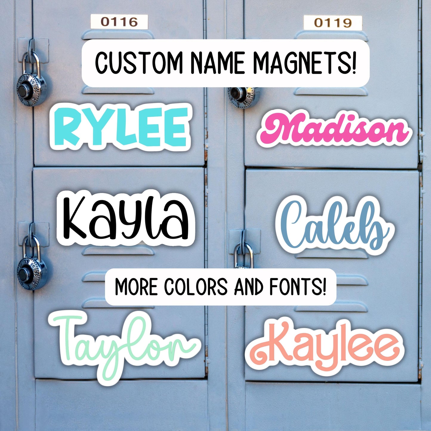 Name Magnet personalized magnet custom magnet locker fridge magnet kids retro cursive locker decor high School locker cruise door gift