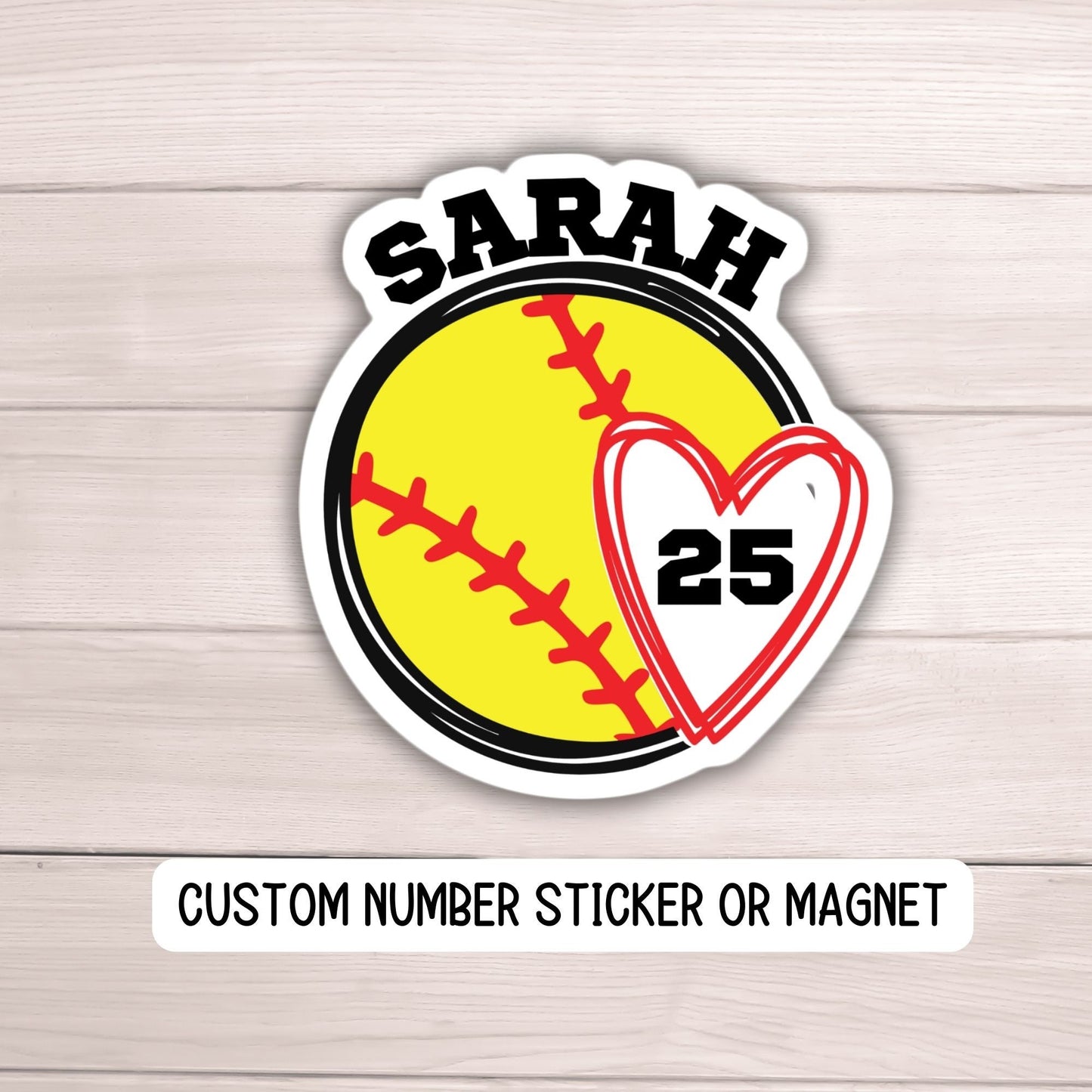 Softball Number sticker softballl team gifts softball team custom number personalized softball locker magnet softball helmet sticker gift