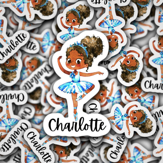 Custom name ballerina sticker, ballet sticker, dance sticker, dance mom, ballet shoes, Dance life, dancing, dancer, water bottle sticker