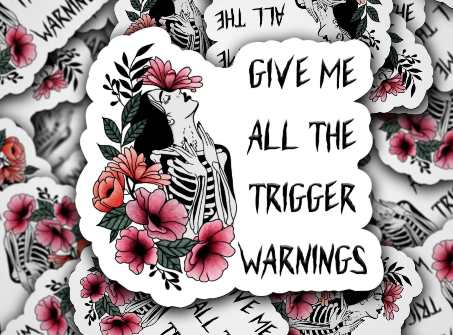Give Me All The Trigger Warnings booktok bookish smut Sticker magnet Dark Romance Bookish Gift book club gift Laptop Sticker