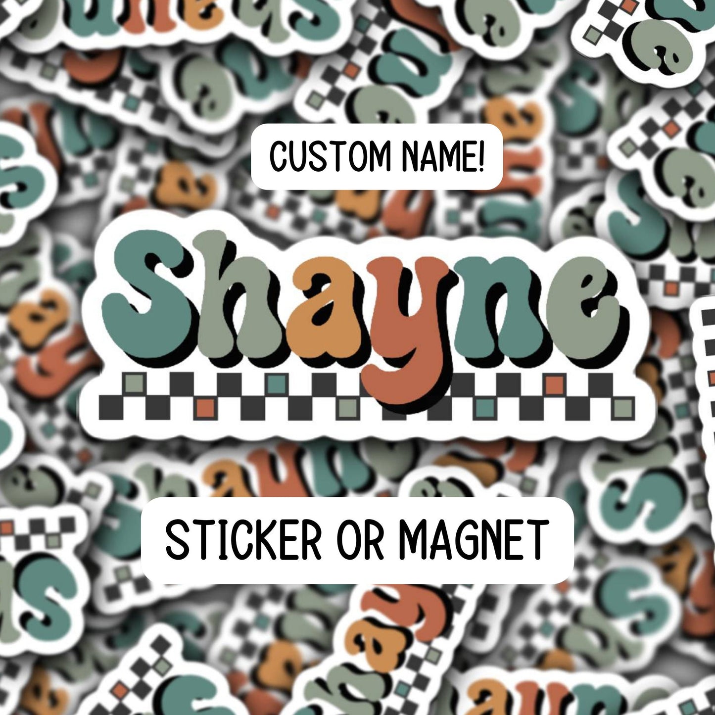 Groovy custom name sticker Retro font name sticker Neutral Name sticker Personalized name Water bottle sticker Disco Kids name sticker