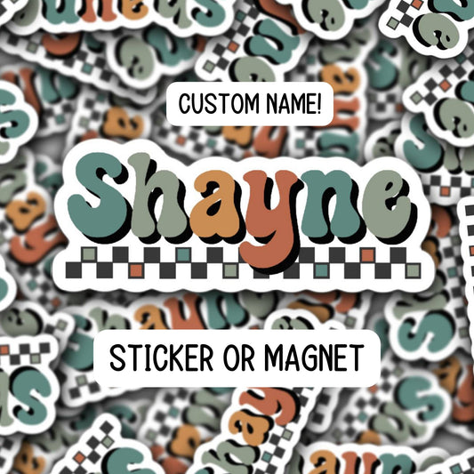 Groovy custom name sticker Retro font name sticker Neutral Name sticker Personalized name Water bottle sticker Disco Kids name sticker