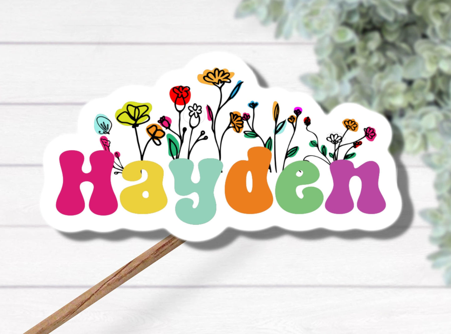 Kids name sticker Retro floral name Personalized Custom Name Stickers Aesthetic stickers best friend gift retro water bottle minimalist gift