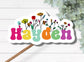 Kids name sticker Retro floral name Personalized Custom Name Stickers Aesthetic stickers best friend gift retro water bottle minimalist gift