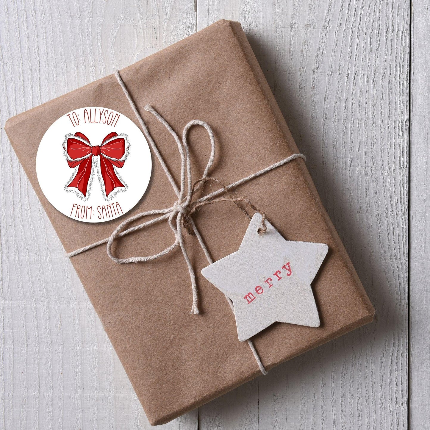Custom from Santa sticker Coquette bow kids Santa Claus Gift labels Personalized Christmas Name Stickers Christmas name tags name Present