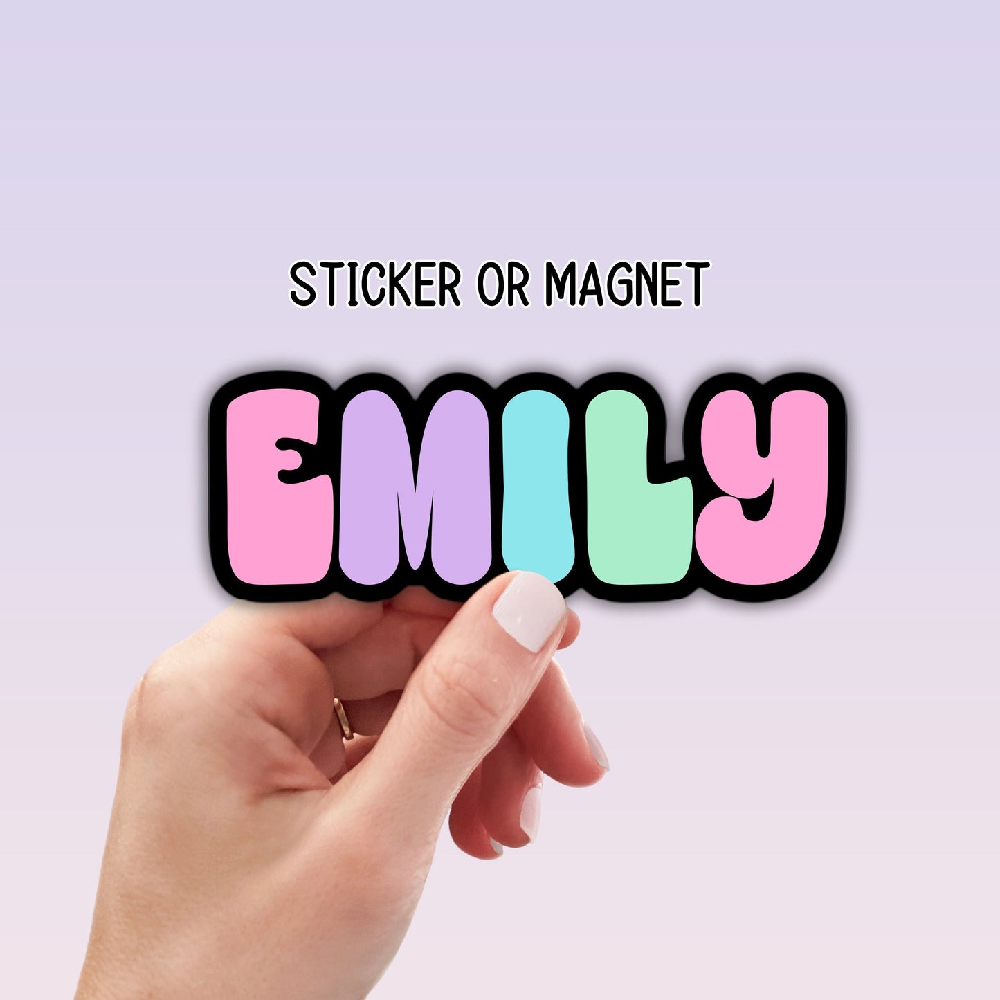 custom retro groovy name sticker