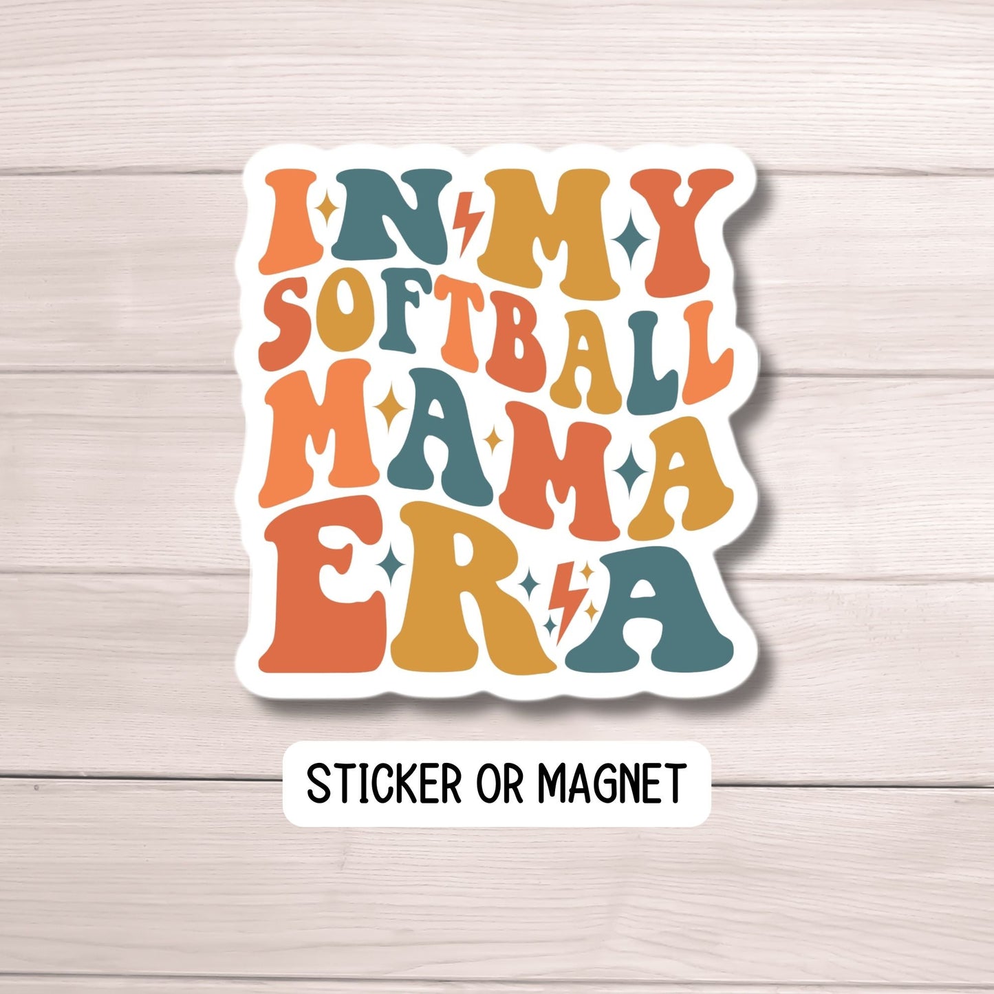 In my Softball mom era sports Soft ball Era sticker water bottle notebook Magnet fridge Hockey team gift mama sticker softball team mama