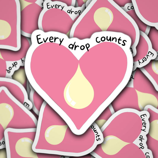 Breastfeeding sticker Every drop counts Milky mama Eat local Mother pumper Pumping mom Spectra Liquid gold Breastmilk Pink heart Gift mom