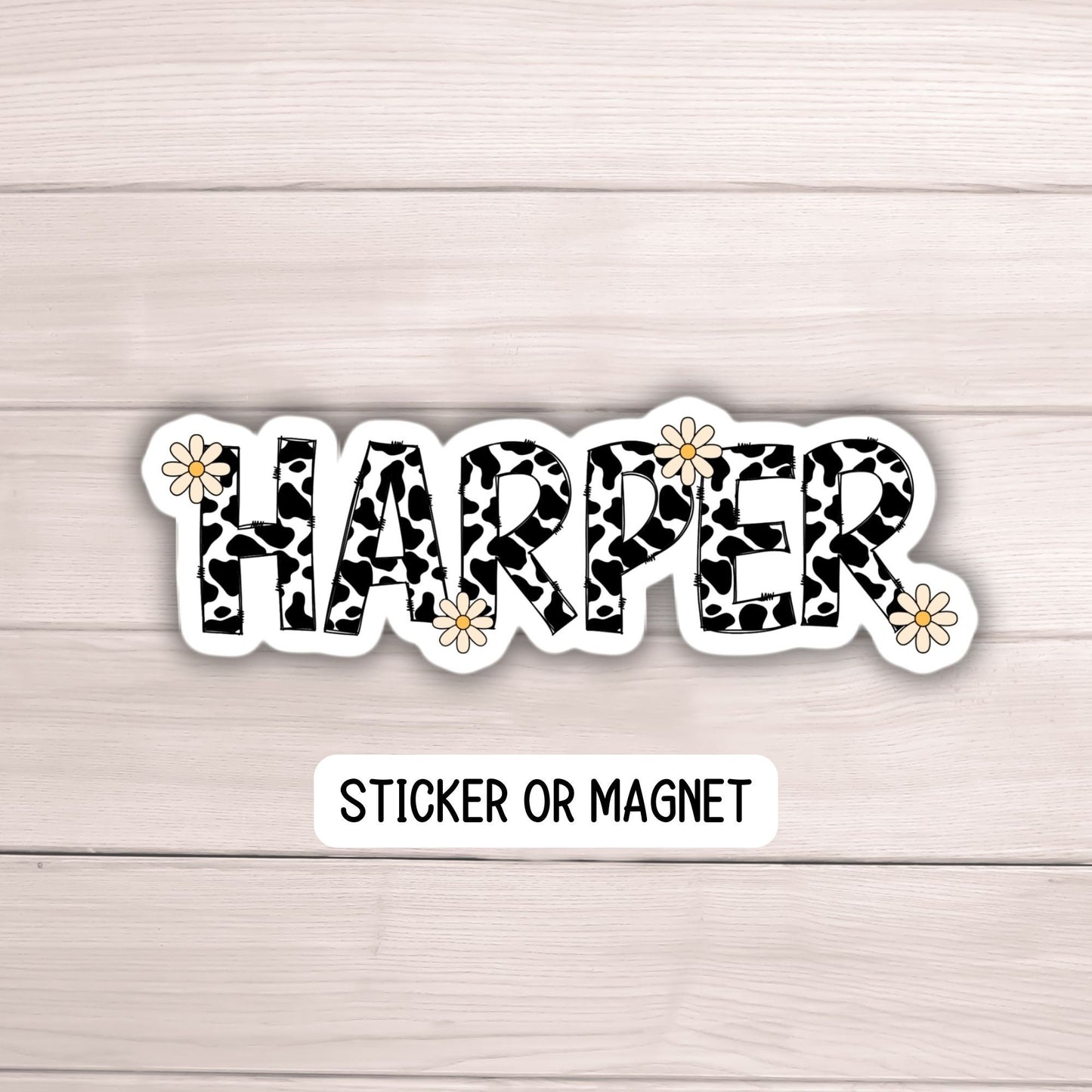 Cow print name sticker Personalized Custom Name Stickers Name magnet Water bottle sticker best friend gift Tumbler stickers Cow letters