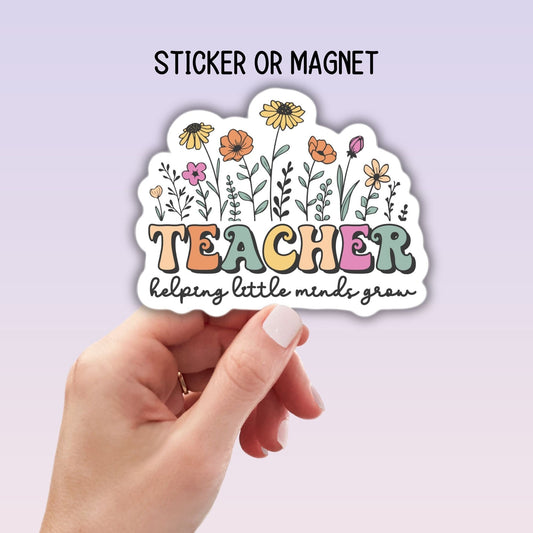 RetroTeacher sticker magnet teacher appreciation Teacher gift retro gift cute teacher magnet lap top pre school notebook back to school