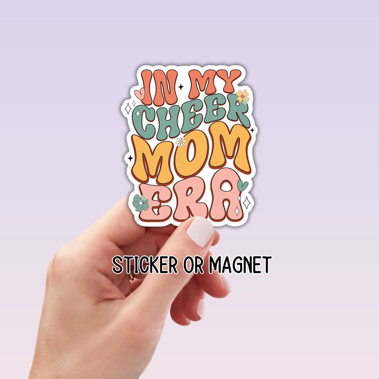 In my cheer mom era Retro Cheer mom sticker cheerleader magnet cheer life magnet water bottle sticker tumble gift for mom mom sticker heart